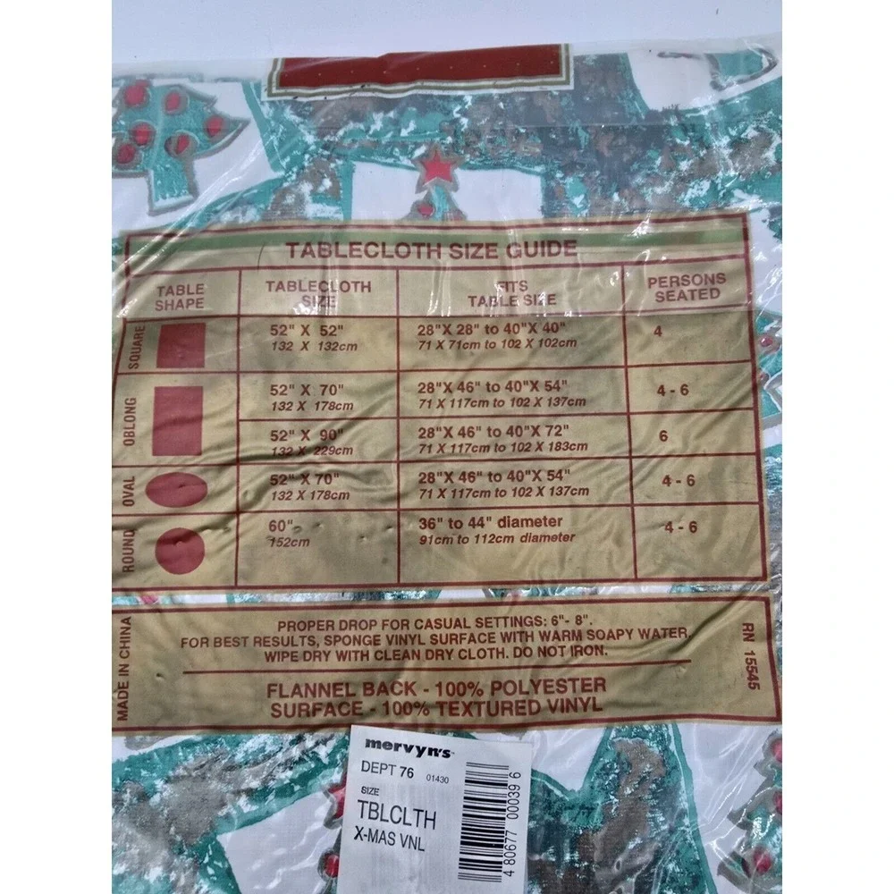Sarah‎ Lynn's Country Christmas Tree Vinyl Flannel Back Tablecloth 60